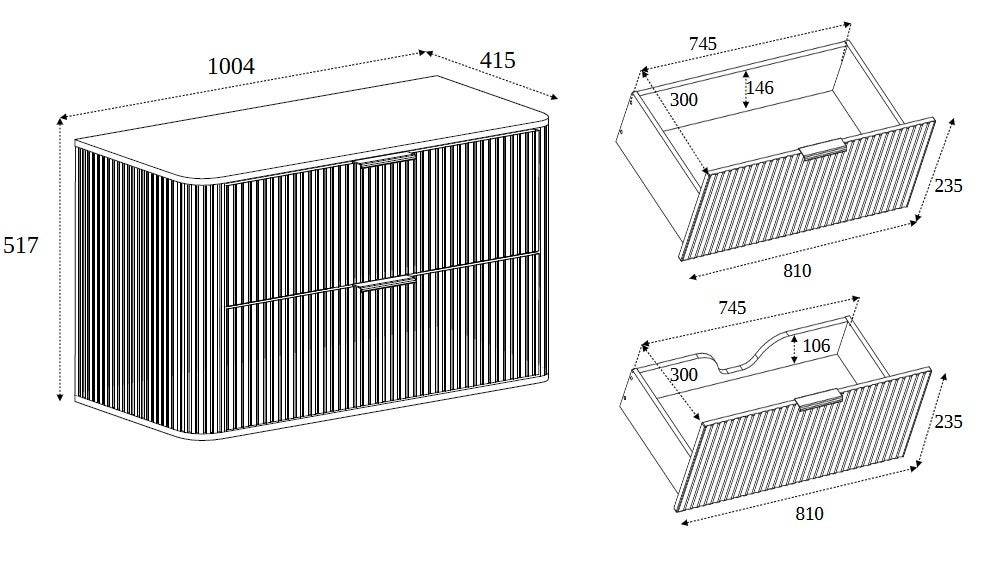 Meuble sous-vasque à suspendre GLAMOUR coloris noyer foncé 100 cm - 3