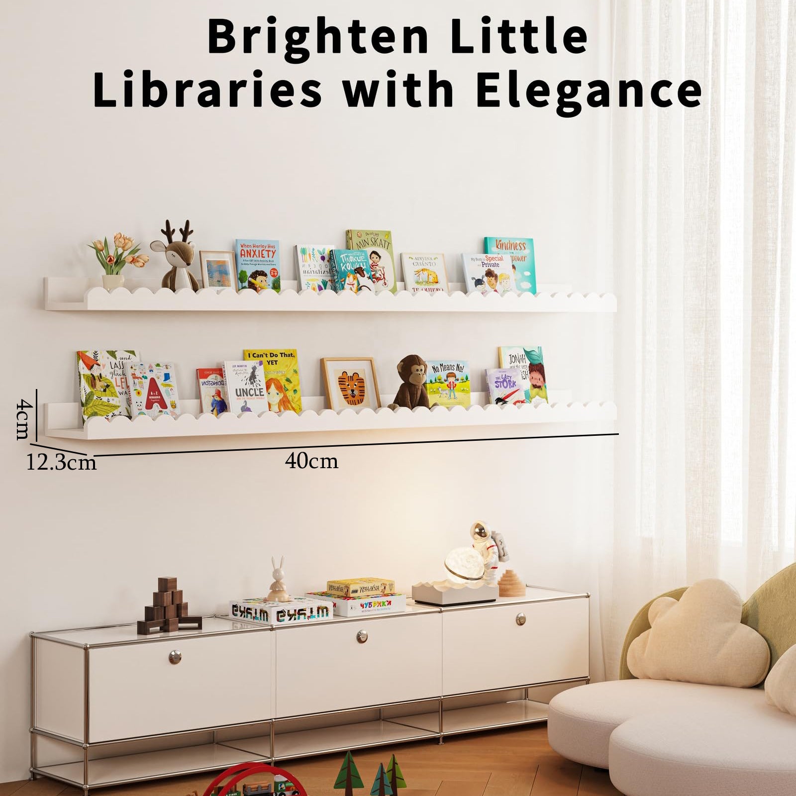 BEXTCOK Étagère de rangement à 4 niveaux pour chambre d'enfant, étagère murale de rangement, bibliothèque et meuble de rangement pour enfants - 5