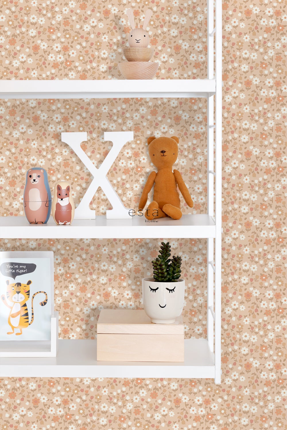Papier peint fleurs terracotta claire - 53 cm x 10.05 m - ESTAhome - 3