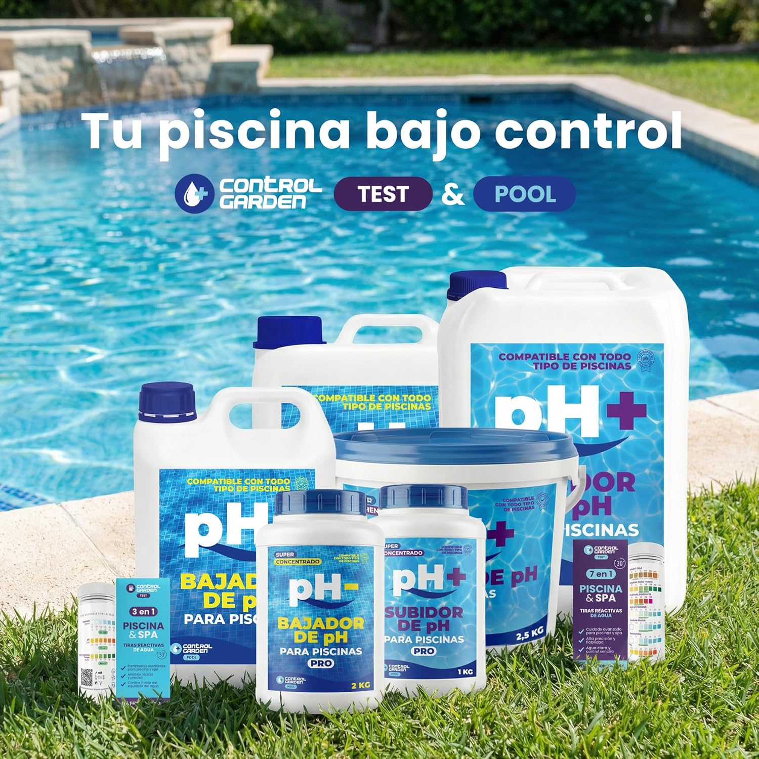 Test Piscine 3 en 1 Bandelettes Réactives pH CONTROL GARDEN | Analyse Eau Piscine et Spa - 6