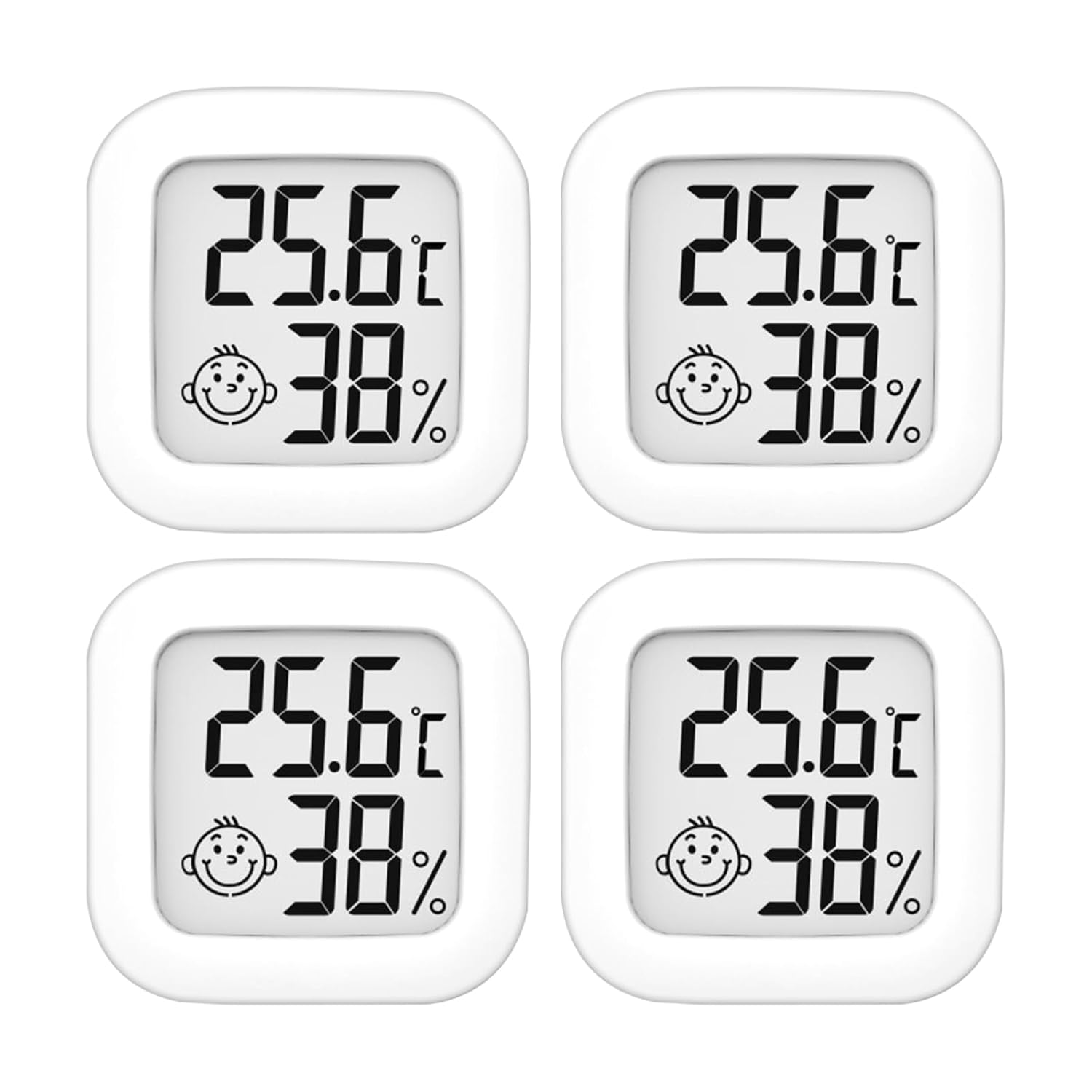 Zestaw 4 precyzyjnych termometrów i higrometrów do pomieszczeń - 10°C ~ 60°C - Do pokoju dziecięcego, salonu, biura, szklarni