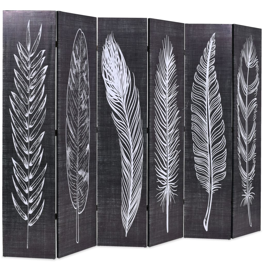 Biombo separador   biombo divisor   paravientos plegable 228x170 cm plumas blanco y negro cfw50632