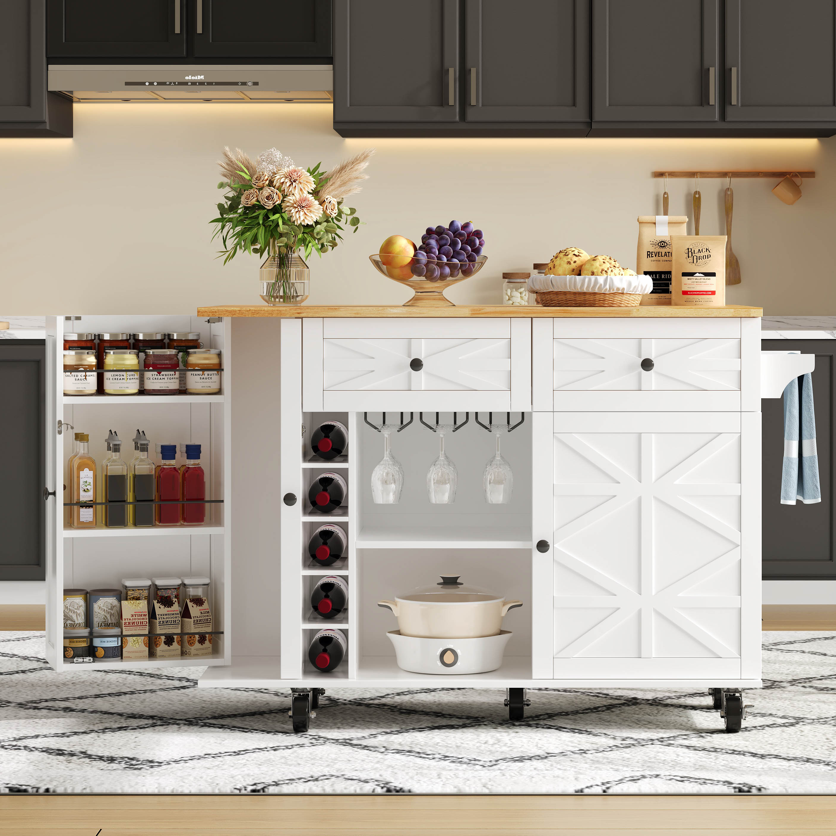 Armoire De Cuisine Avec Casier à Vin - 18 Bouteilles + Tiroir - Multicolore