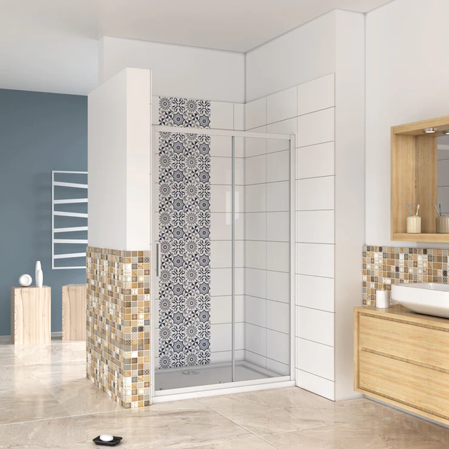 AICA Mampara de Ducha Frontal Corredera Perfil Gris Mate Vidrio Templado 5mm (1060-1100)x1850mm