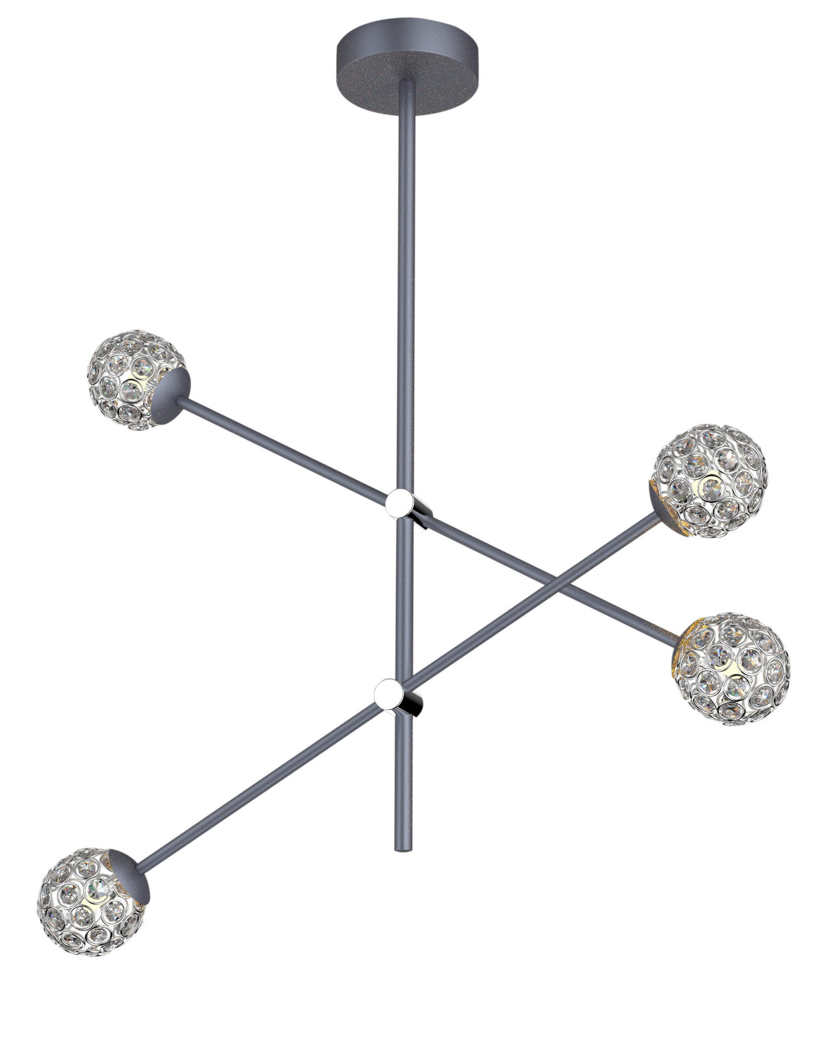 Lampa wisząca Paksos czarno-przezroczysty 4xG9x5W kryształowa wym: 75 x 67 x 12 cm kryształ Candellux