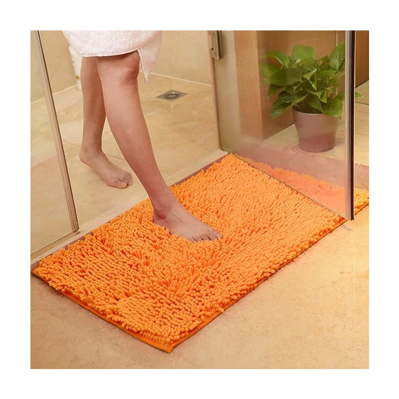 60 x 90 cm, Pomarańczowy, Miękka mata łazienkowa Shag Dywanik kuchenny Wycieraczki Wycieraczki Pasek antypoślizgowy Chłonna mata drzwiowa Tap