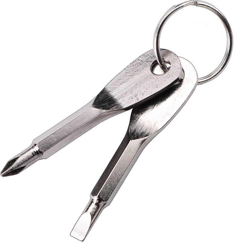 Porte-clés Tournevis 3-en-1 Pour Lunettes – écrou, étoile, Cruciforme – Acier Inoxydable, Compact
