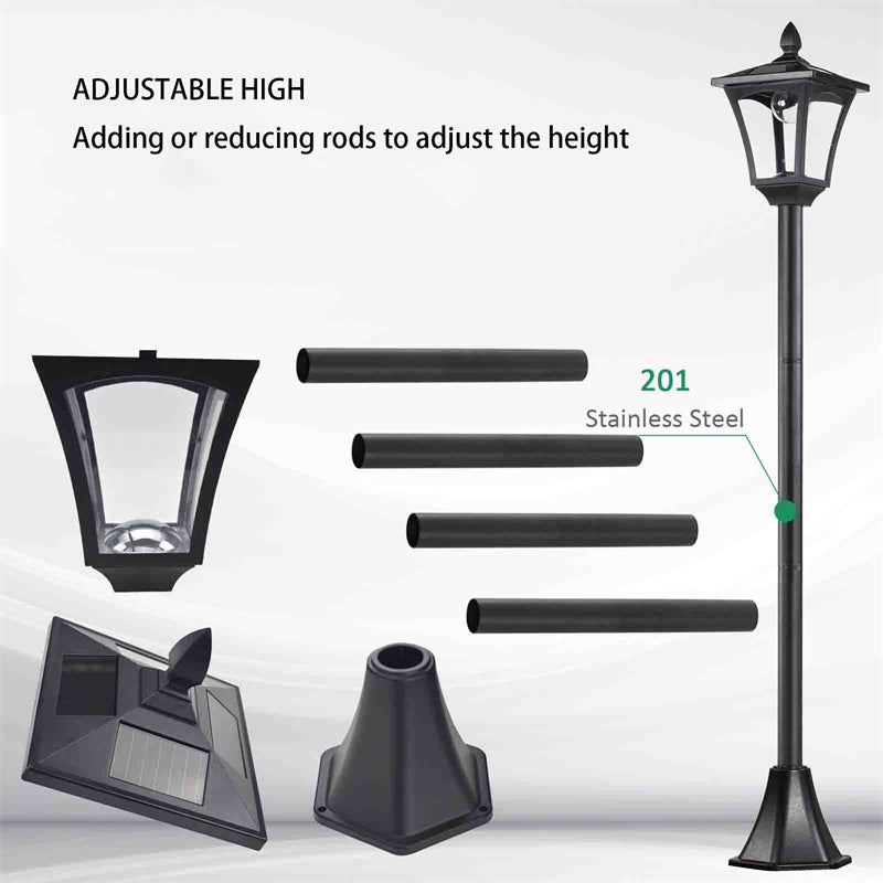 Lanterne Solaire de Jardin LED 40 Lumen, Éclairage Extérieur Noir avec Capteur Automatique, 18 x 18 x 160 cm - 4