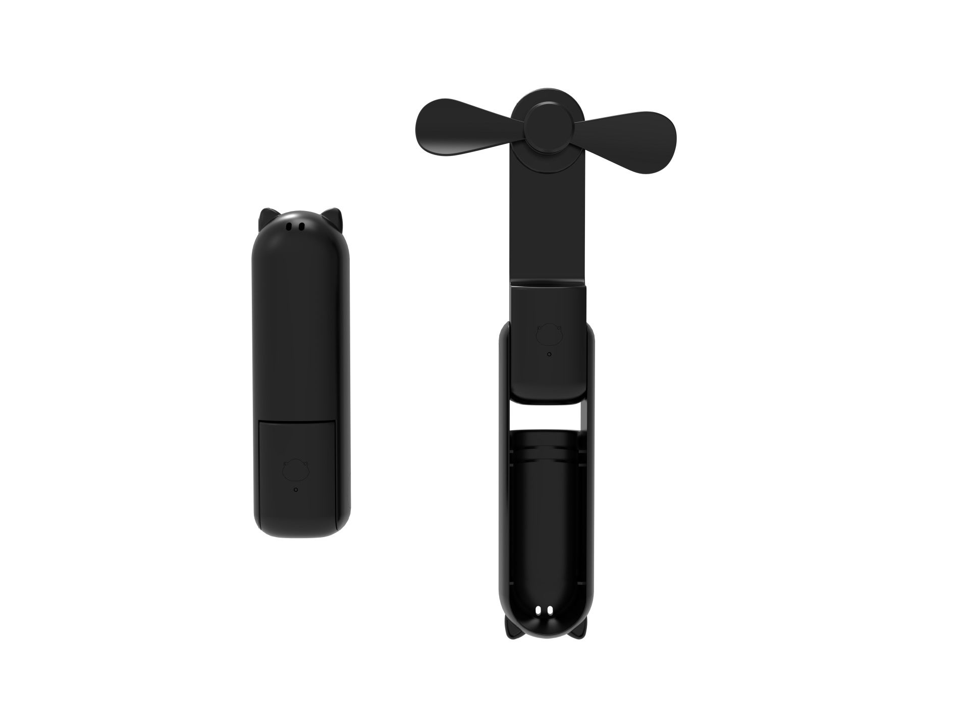 Mini wentylator przenośny, mini wentylator przenośny zewnętrzny z akumulatorem USB 1500 mAh, wentylator do rzęs dla dziewcząt, czarny