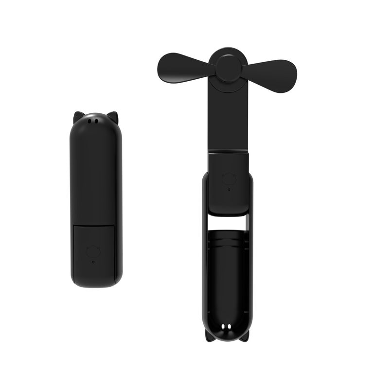 Mini wentylator przenośny, mini wentylator przenośny zewnętrzny z akumulatorem USB 1500 mAh, wentylator do rzęs dla dziewcząt, czarny