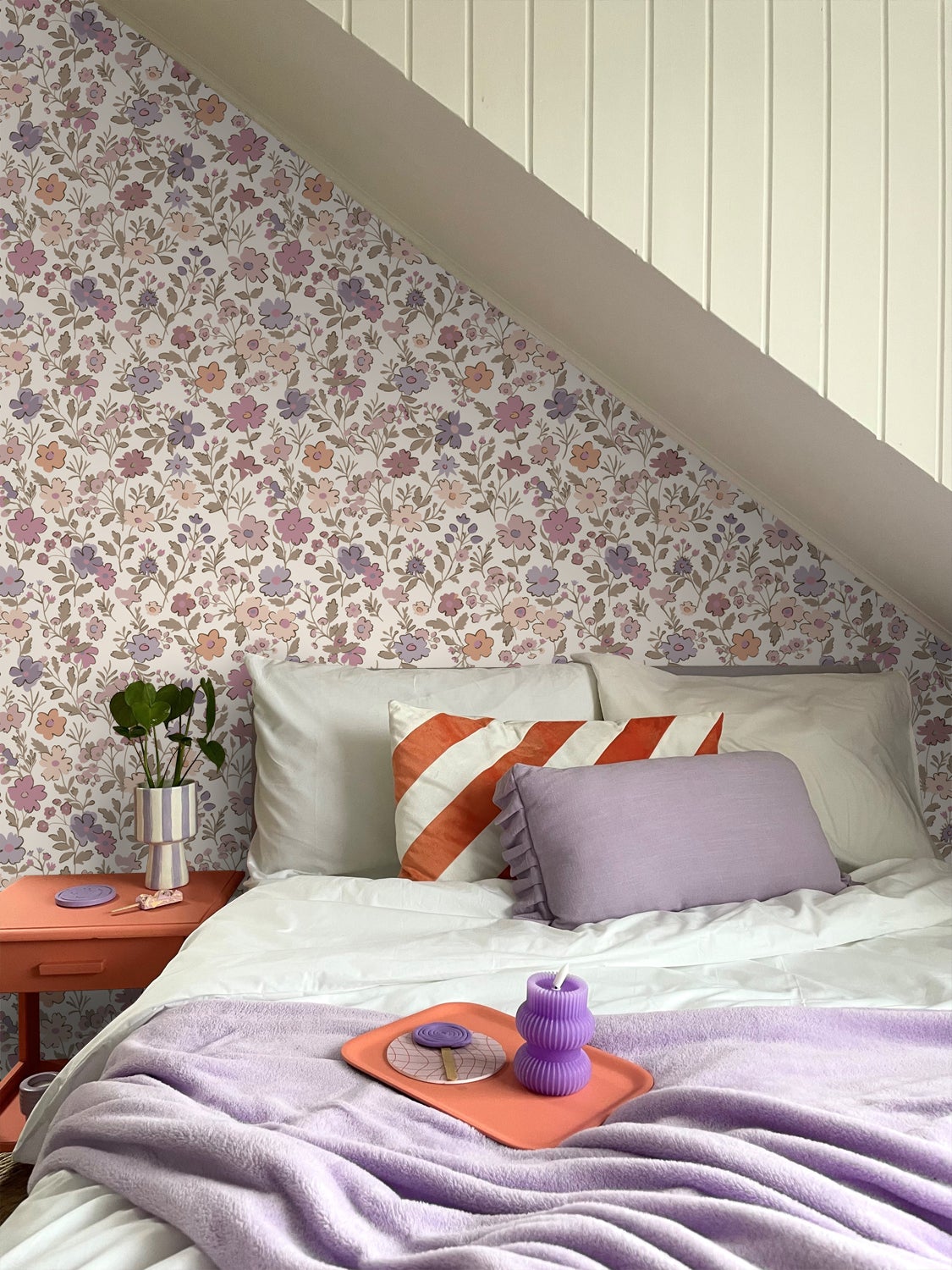 Papier peint fleurs violet, rose et blanc - 53 cm x 10.05 m - ESTAhome - 6