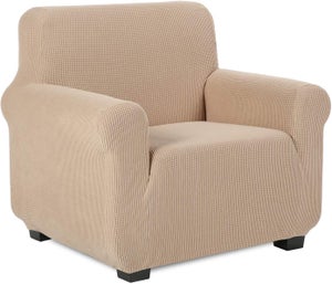 Copridivano in morbida ciniglia, antiscivolo, lavabile e adatto agli animali domestici, si adatta a più stili, colori moderni per l'arredamento della casa (beige latte (A), 90 x 90 cm
