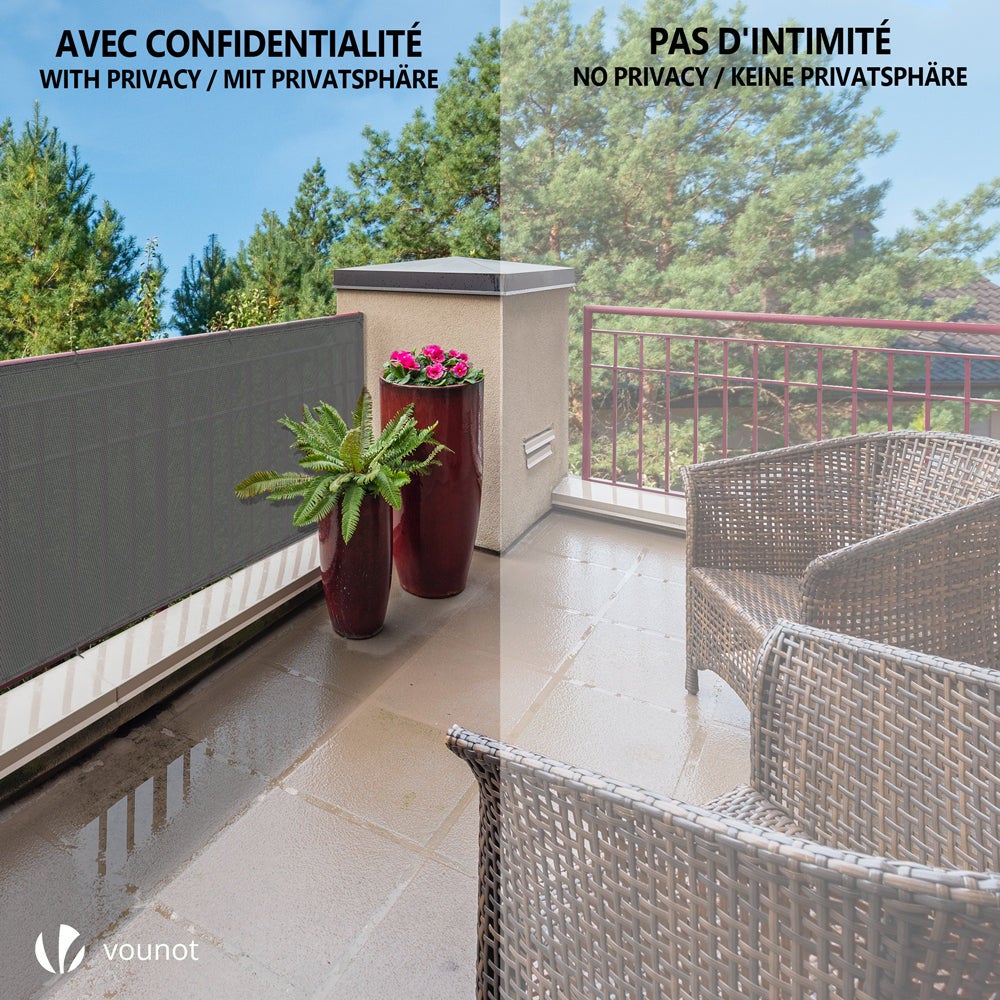 Brise vue occultant en HDPE 150g/m² 1x10m avec attaches de fixation gris VOUNOT® - 7