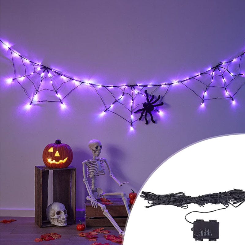 Etopgo Catena luminosa decorativa per Halloween, 5 m, 50 LED, colore arancione, viola, con timer, IP65, impermeabile, decorazione per Halloween, per interni ed esterni, feste, giardino Etopgo Catena luminosa decorativa per Halloween, 5 m, 50 LED, colore arancione, viola, con timer, IP65, impermeabile, decorazione per Halloween, per interni ed esterni, feste, giardino