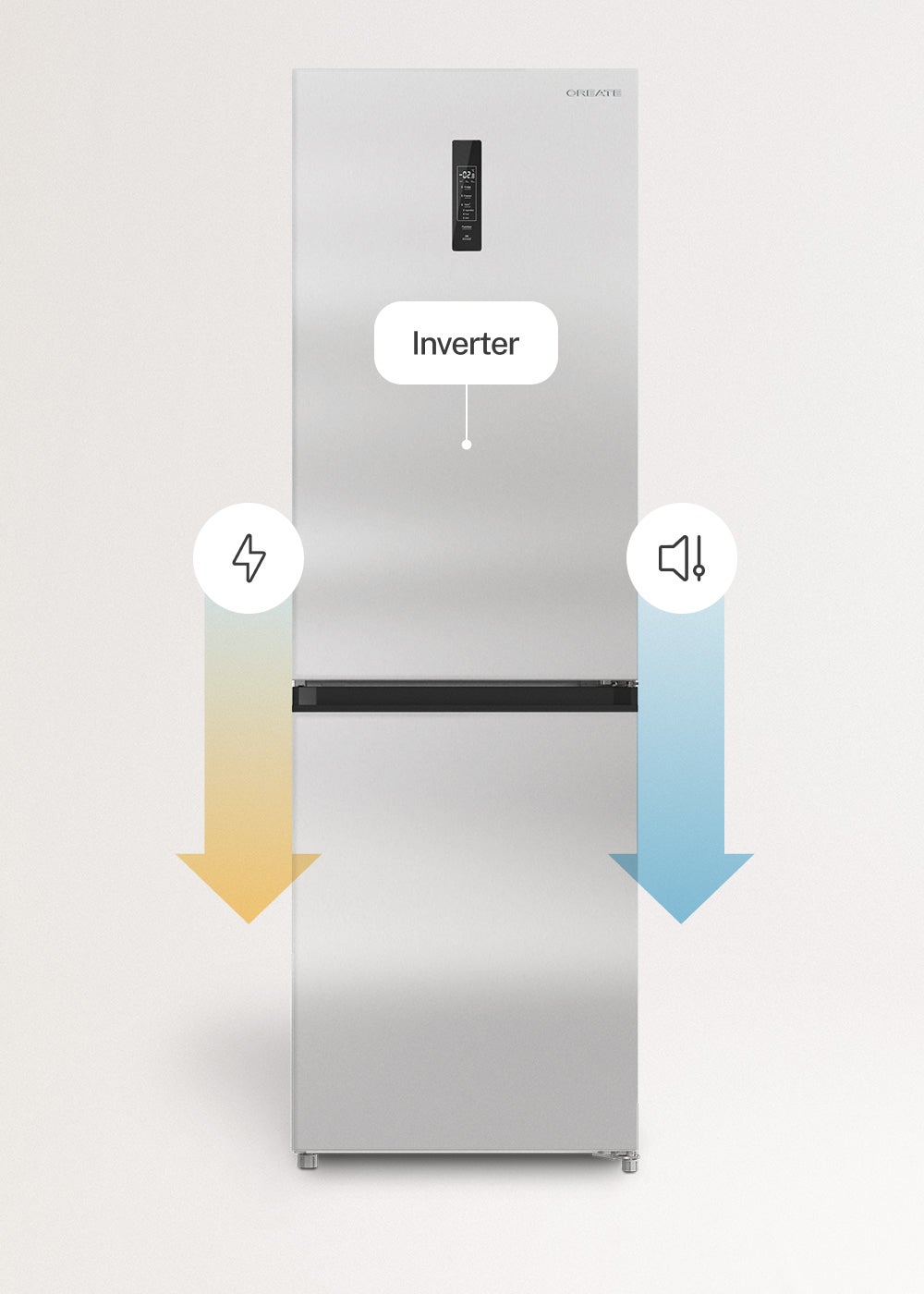 CREATE - FRIDGE STUDIO COMBI PRO 402 - Réfrigérateur-congélateur combiné 402L No Frost avec Space Pro et Care+- Inox - 7