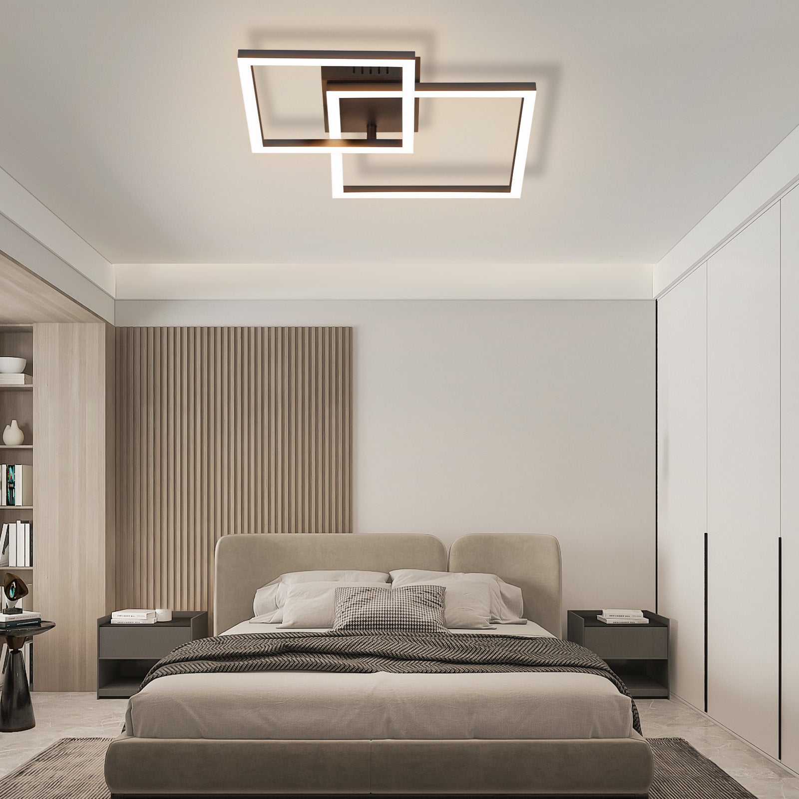 NETTLIFE Lampa sufitowa LED do salonu Lampa sufitowa do salonu - 20W ciepła biała Nowoczesna designerska lampa do sypialni w kolorze czarnym - 2