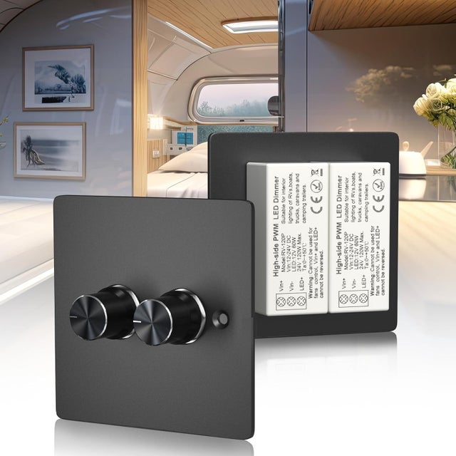 Interrupteur Double Variateur Sans Vis – Finition Chrome Foncé, Design épuré Pour Votre Intérieur