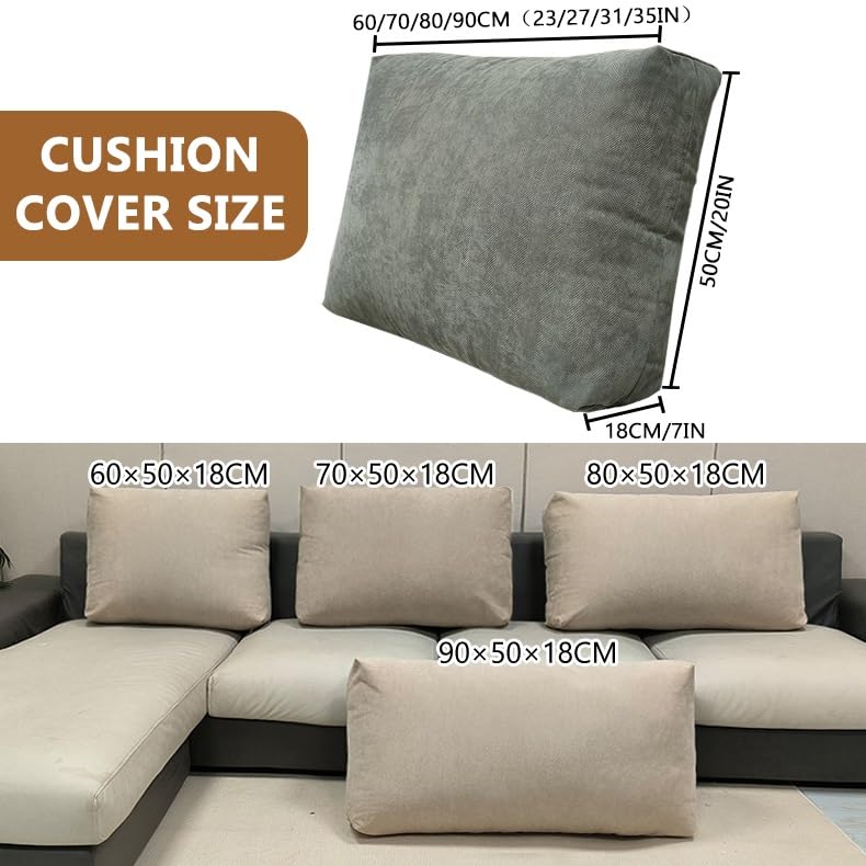 Housse de coussin pour canapé,Lavable avec fermeture éclair (Beige, 70 x 50 x 18 cm) - 3