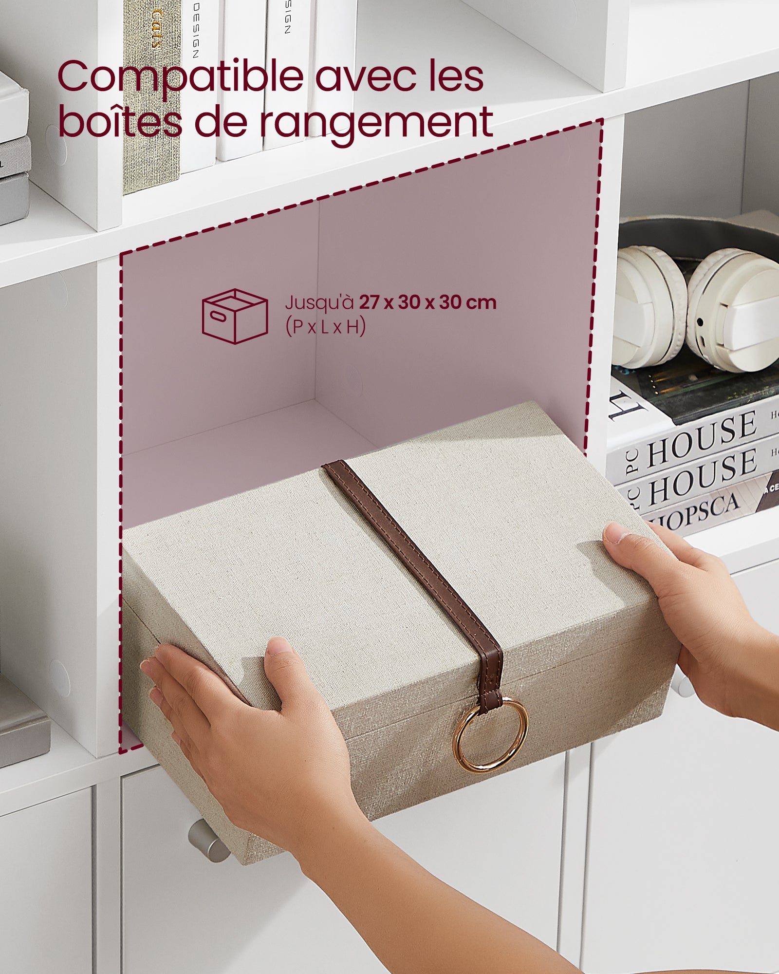 Bibliothèque,Meuble de rangement,Casier jouet enfant - 97,5 x 30 x 97,5 cm - avec 3 placards inférieurs - 4