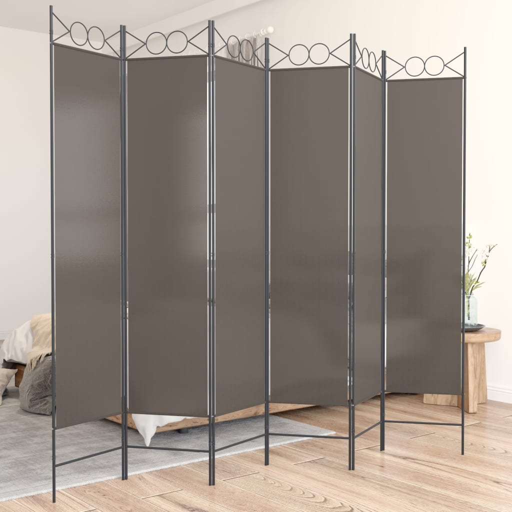 VidaXL – Divisorio A 6 Pannelli In Tessuto, Bianco, 240x200 Cm, Pieghevole, Struttura In Ferro