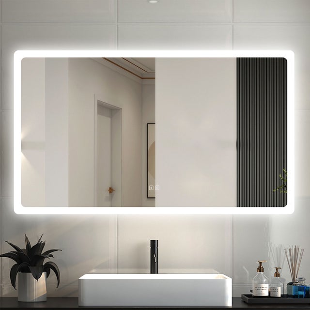 Aica Espejo de baño LED 140 x 80cm, Bluetooth, Antivaho, Luminosidad regulable