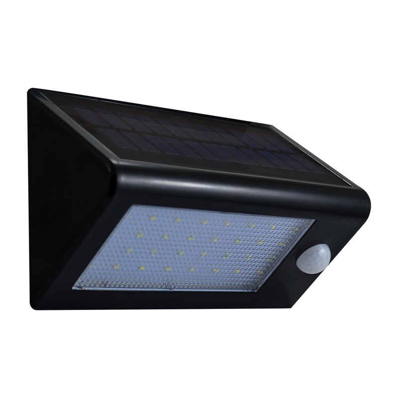 Kinkiet solarny z czujnikiem ruchu BOX LED 5.5W Zimna biel 400lm czarny wym:12,5x21x7,5cm IP44 Polux