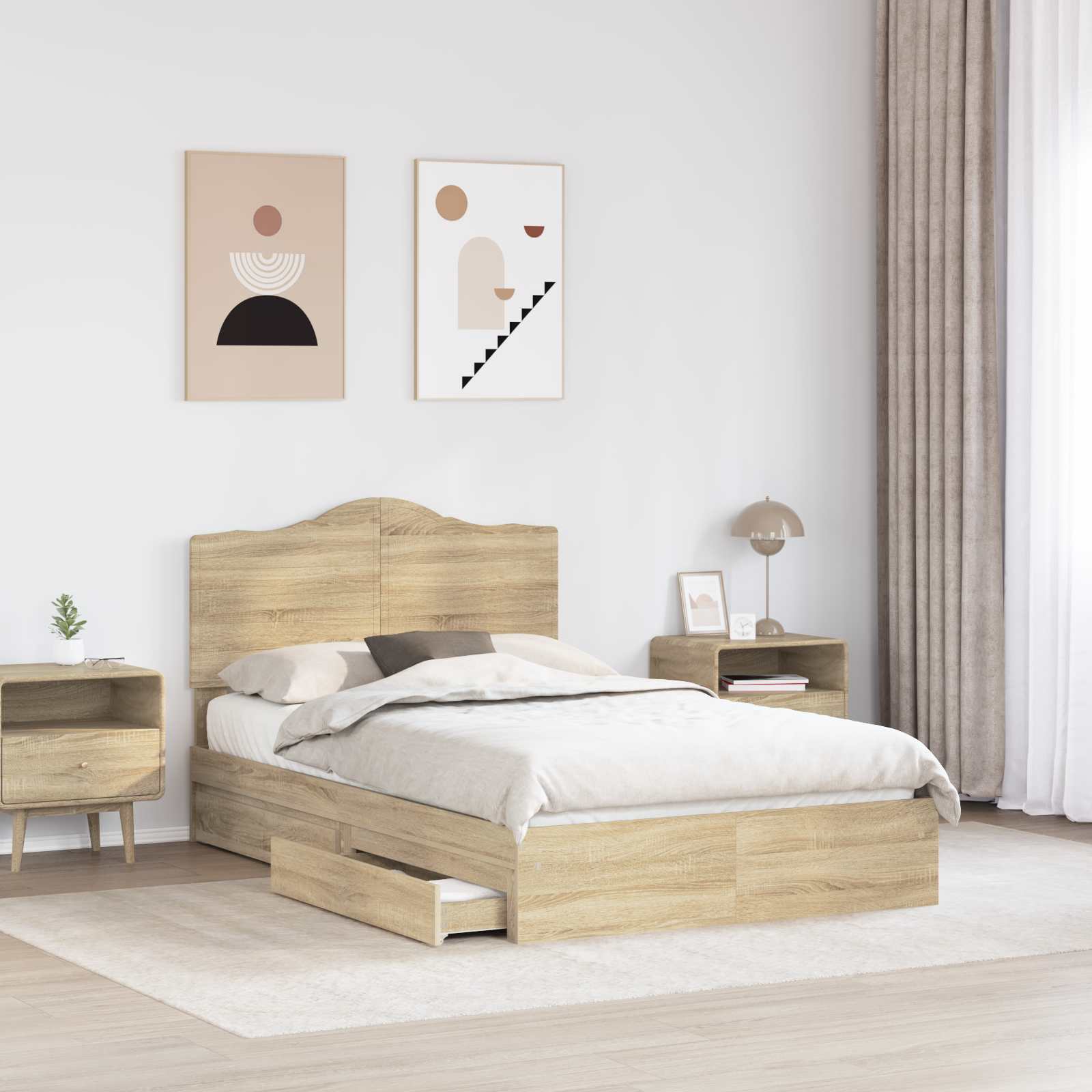 Lit de Rangement Chêne 120 x 200 cm Bois d'ingénierie - 3