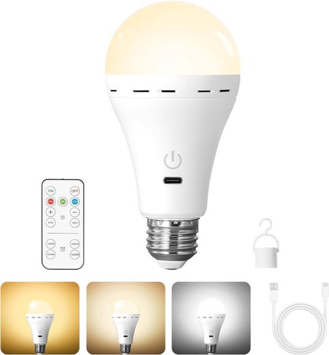 Lampă LED wireless reîncărcabilă cu telecomandă, lampă LED wireless cu baterii, 1 bucată, potrivită pentru lămpi cu soclu E27, alimentată cu baterii 1buc
