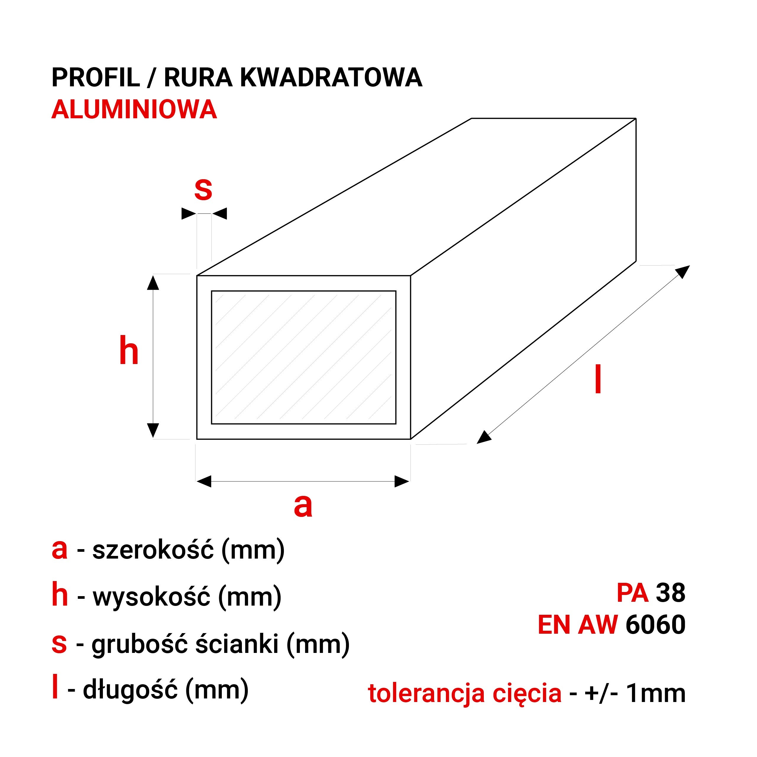 Profil Aluminiowy 20x20x3 mm 290 cm Rura Kwadratowa Aluminium Na wymiar - 2