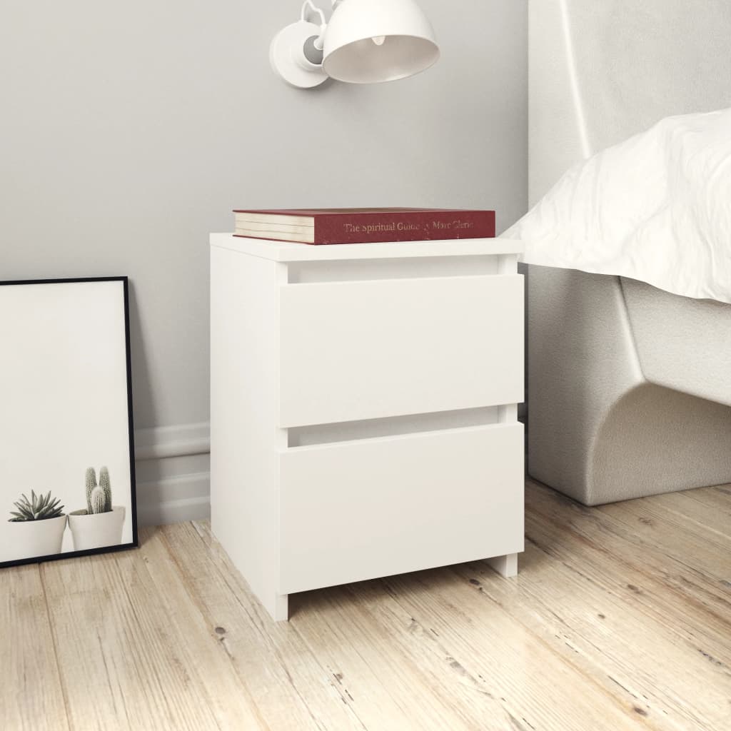 vidaXL Mesita de noche madera contrachapada blanco 30x30x40 cm - 8