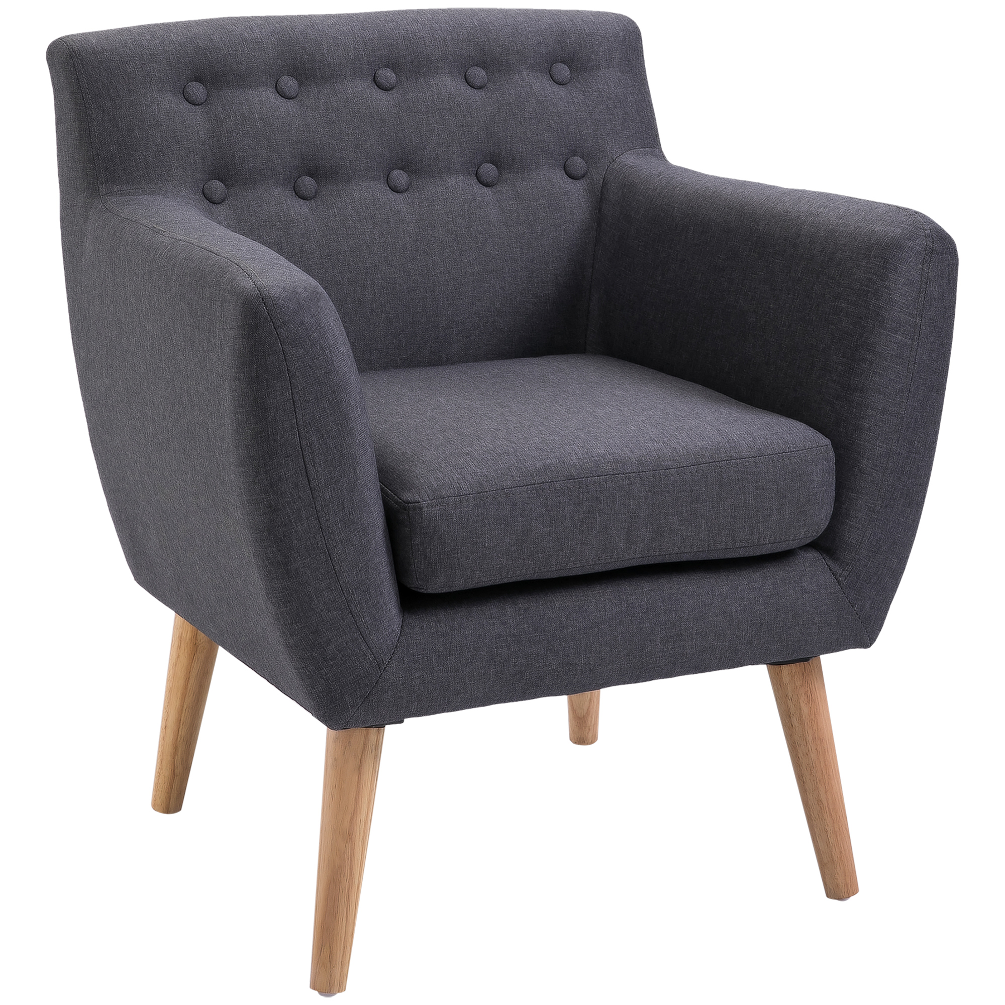 Butaca de salón homcom poliéster, madera gris oscuro 68x58.5x76 cm 833-525cg