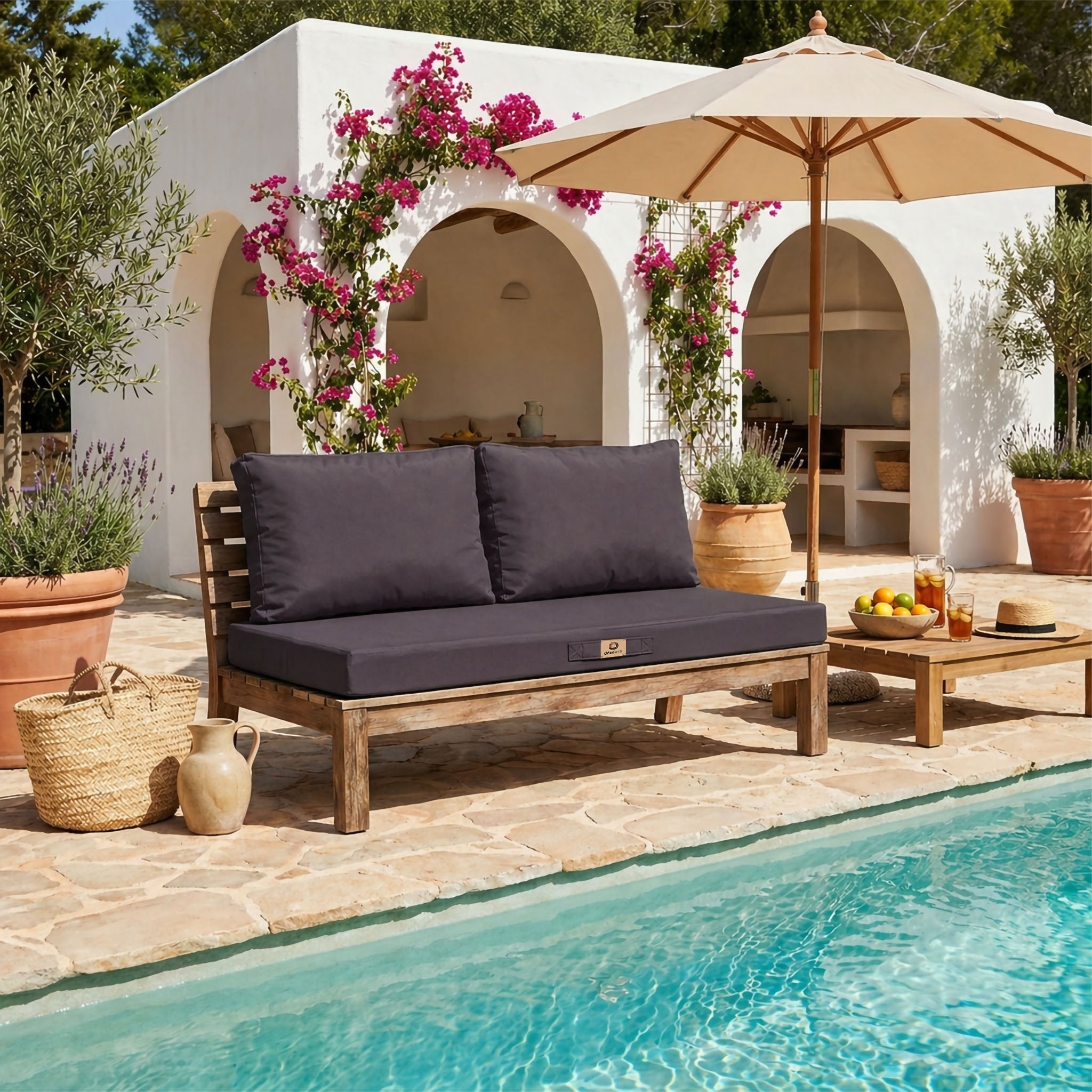 Coussins pour salon de jardin déhoussable 120x60cm Gris carbone - 2