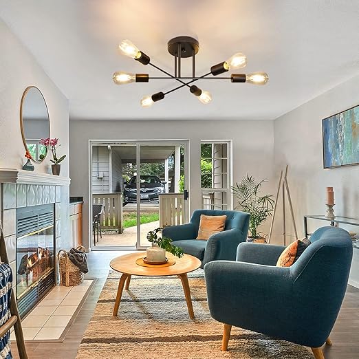 Żyrandol LED Eliot 6x E27 70 cm lampa sufitowa loft czarny MasterLED - 4