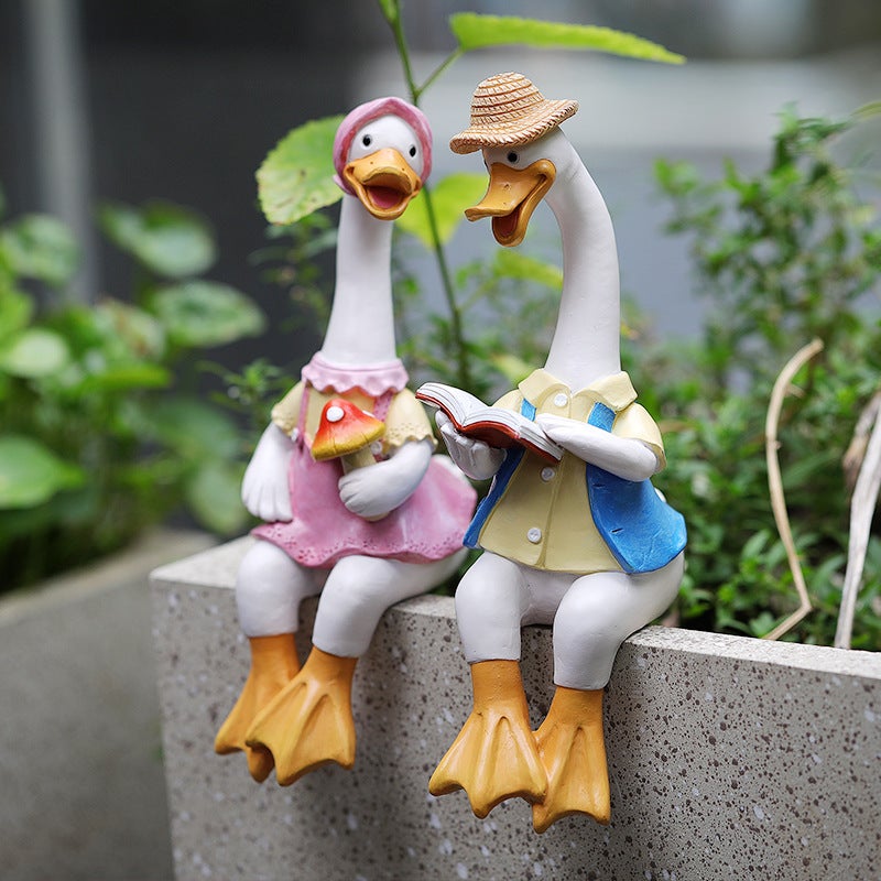 Figura De Pato Pensante De Resina – Estatua De Jardín De 15 Cm, Impermeable Y Divertida, Perfecta Para Decorar Interior O Exterior