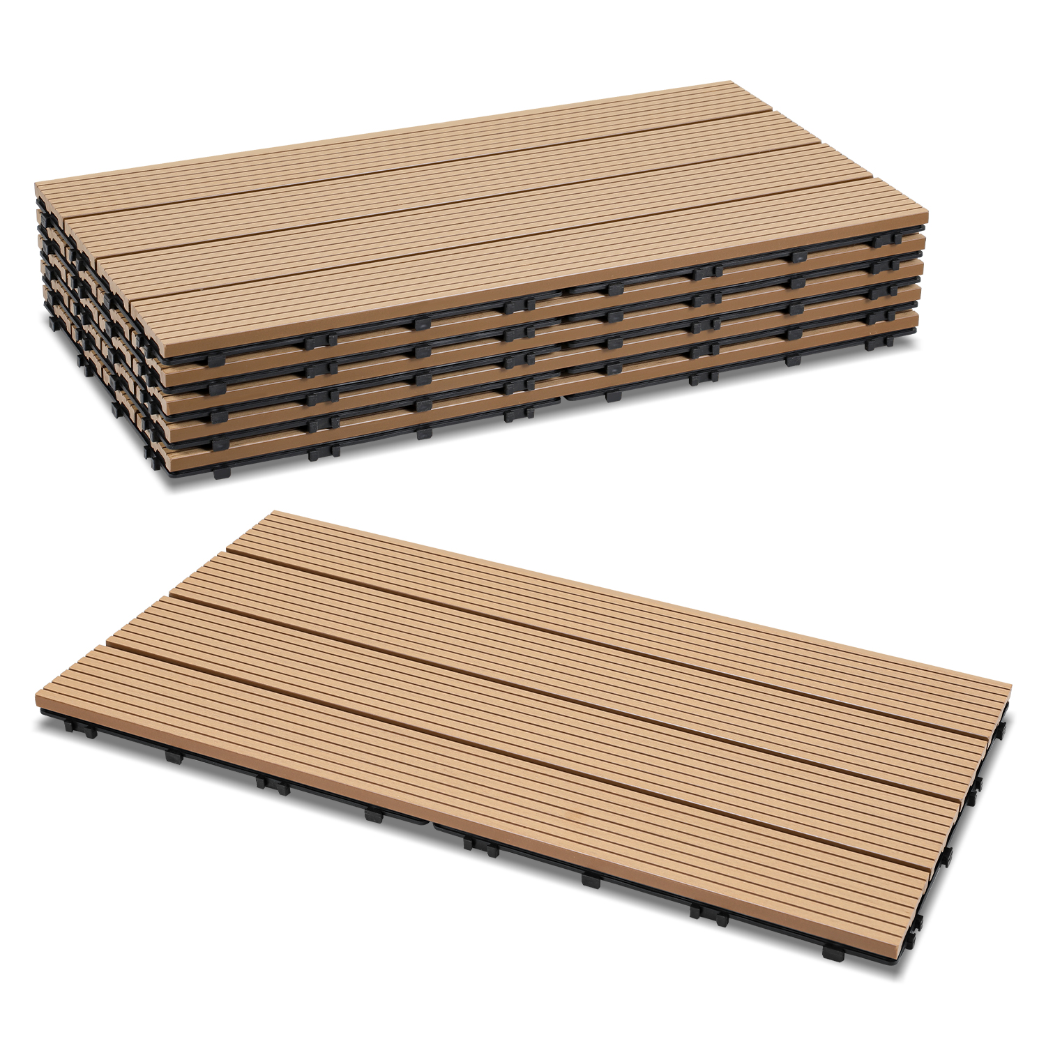Dalles De Terrasse Composites Emboîtables 12x12 Pouces - Marron Foncé - Lot De 9 - 9 Pieds Carrés