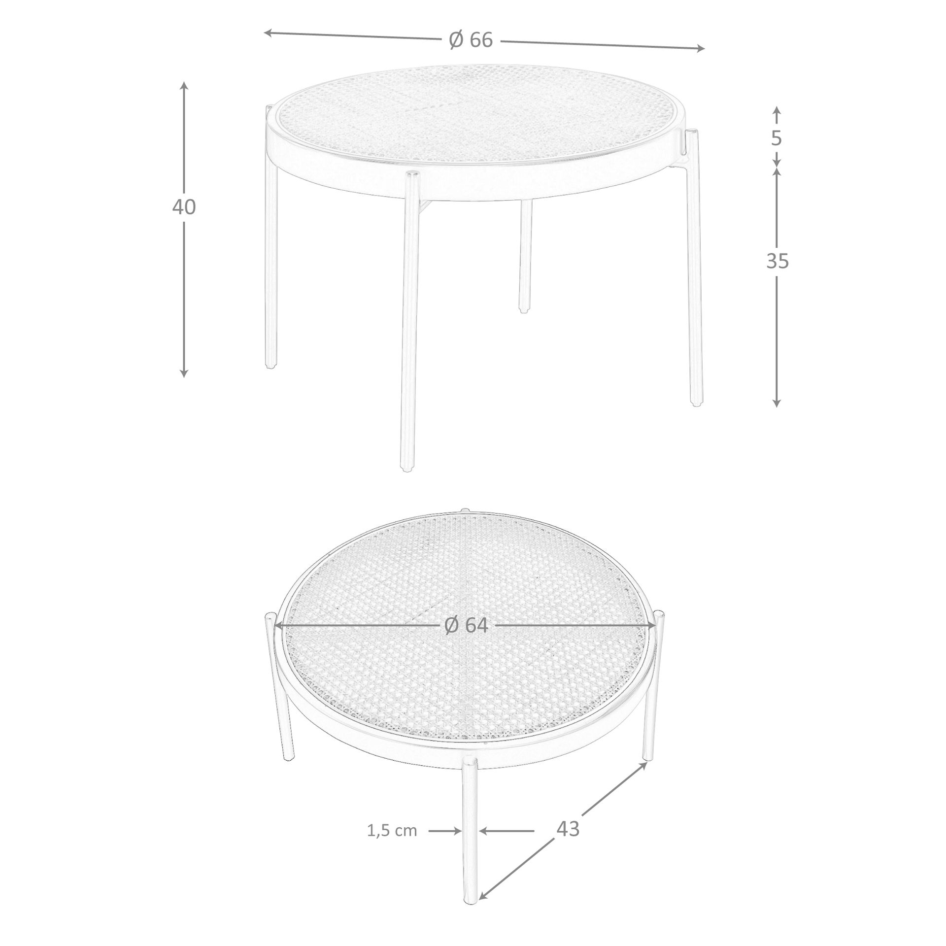 ANGEL CERDA Table basse ronde en rotin, bois noir et acier noir - 9
