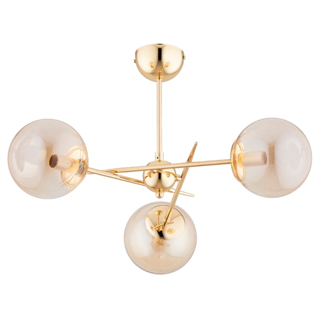 Lampa sufitowa wisząca Primery złoto-bursztynowy 3xE14x10W nowoczesna wym: 35 x 58 x 58 cm metal Alfa