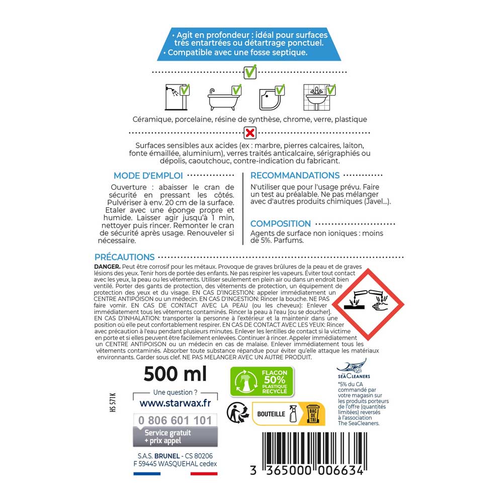 Détartrant superpuissant salle de bain pulvérisateur 500ml - 4