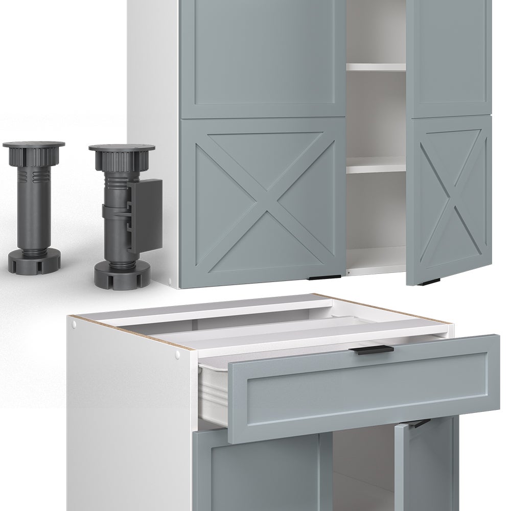Vicco Cuisine Fame-Line, Bleu clair-gris/blanc, 140cm sans PT - 7