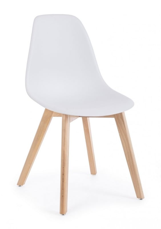 Zestaw 4 krzeseł do jadalni z drewna bukowego i polipropylenu, kolor biały