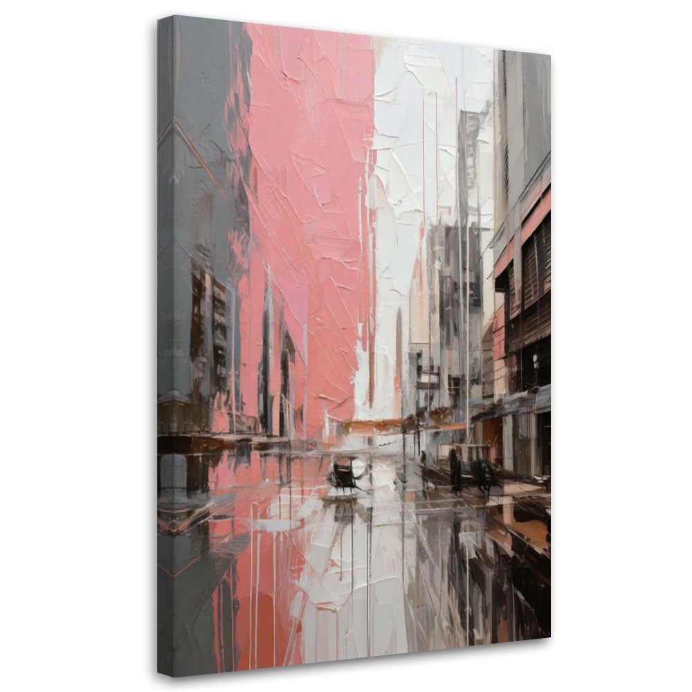 Obraz do sypialni, Miasto Abstrakcja Bezowa Nowoczesna 40x60