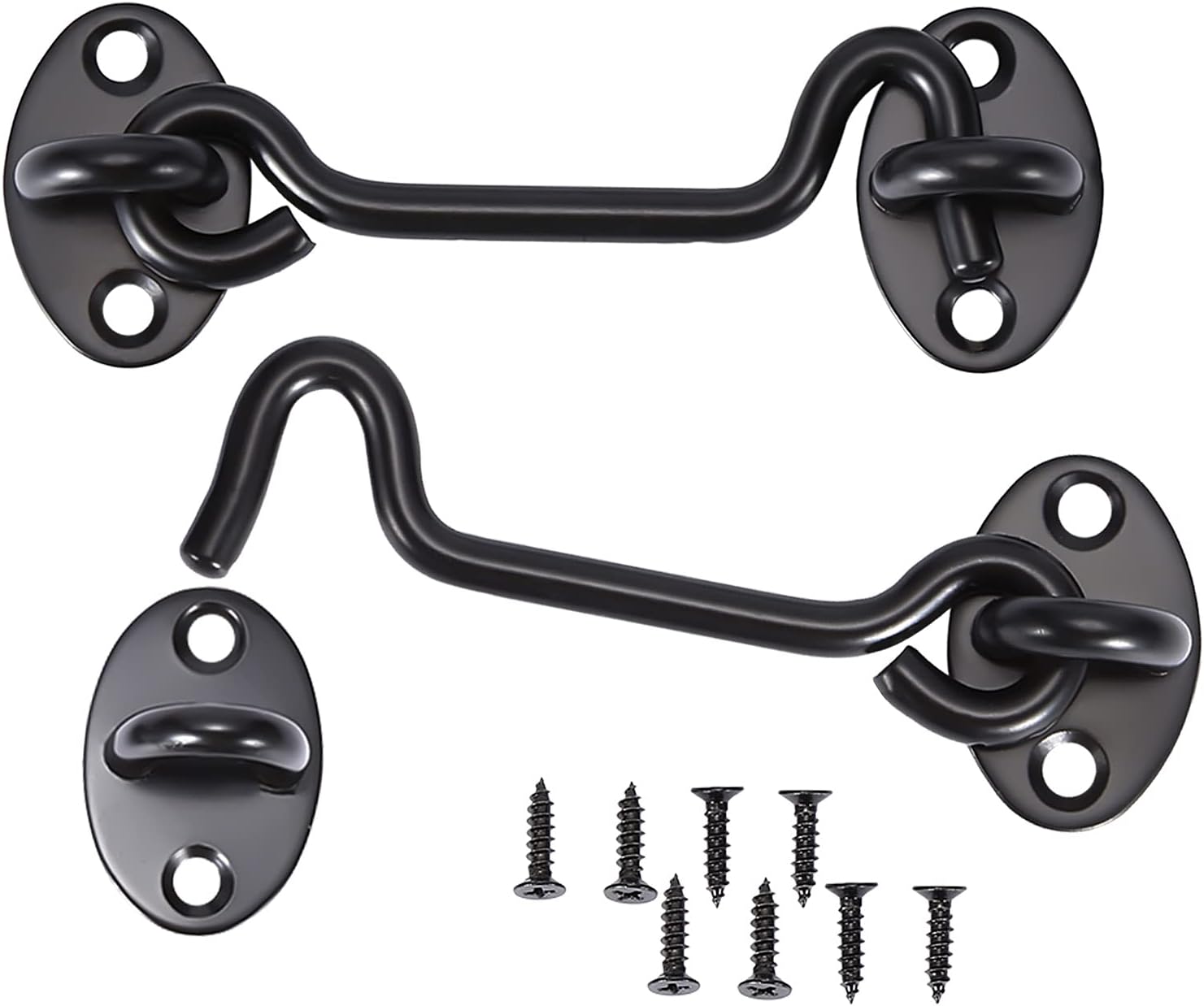 2 szt. zatrzasku kabinowego ze śrubami montażowymi do okna, drzwi do stodoły, szopy, garażu (10 cm) czarny
