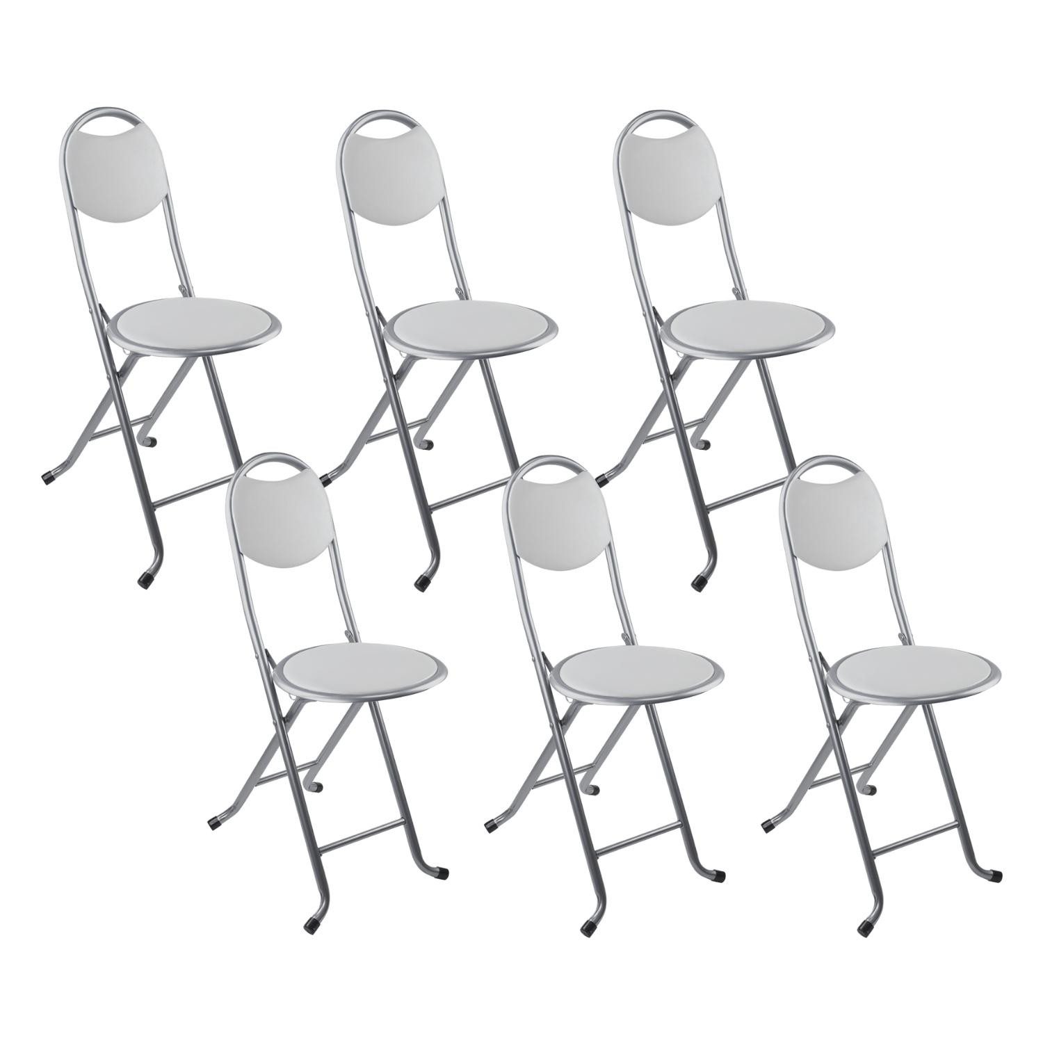 Pack 6 taburetes plegables con respaldo 32x36x73.5cm 7house