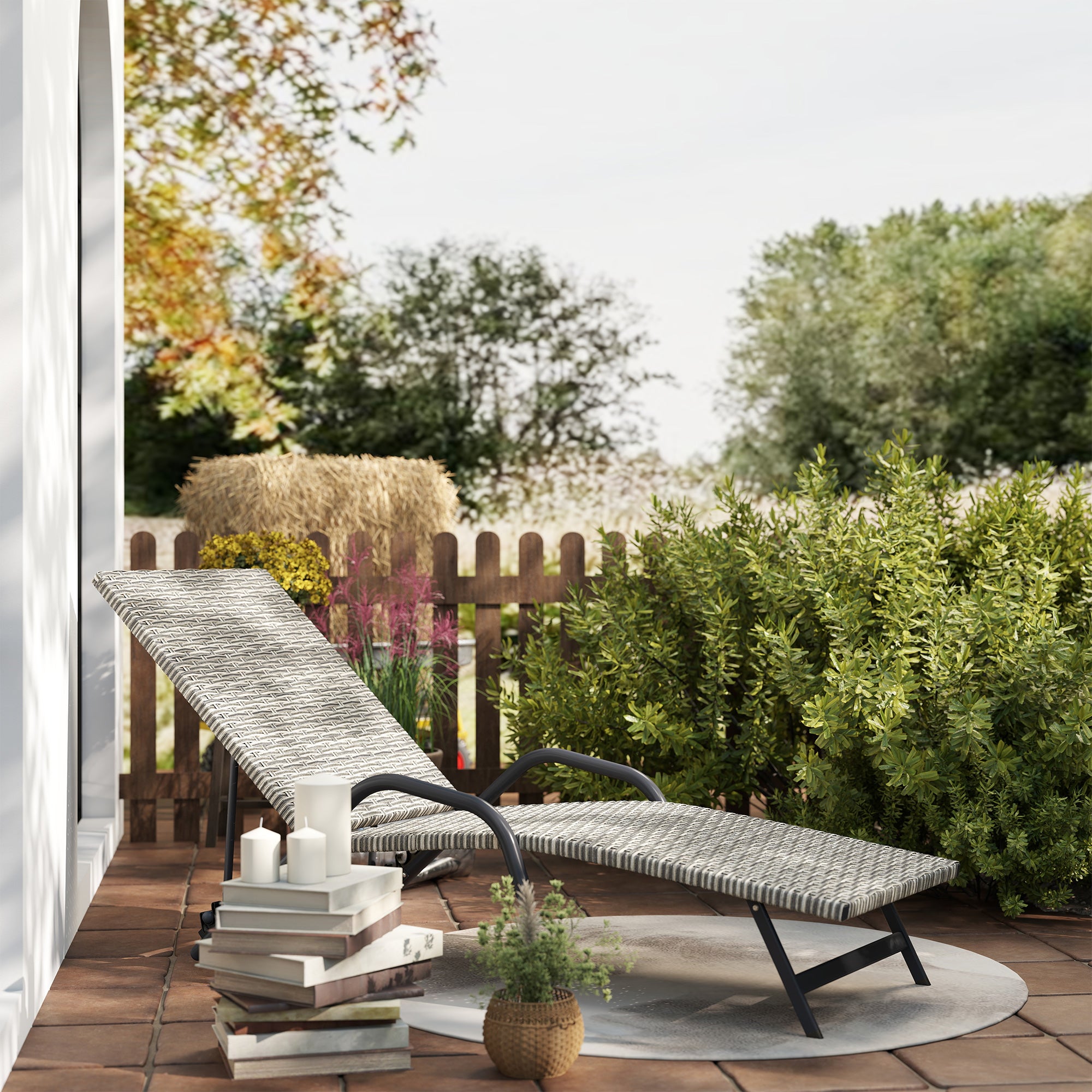 Bain de soleil inclinable et réglable sur 4 positions,en résine tressée en forme de S,156x62x96cm,marron - 4