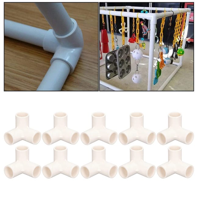 Lot De 10 Raccords En T PVC 20 Mm - Connexion à 90°, Pour Tuyaux, Meubles, Serres, Bricolage