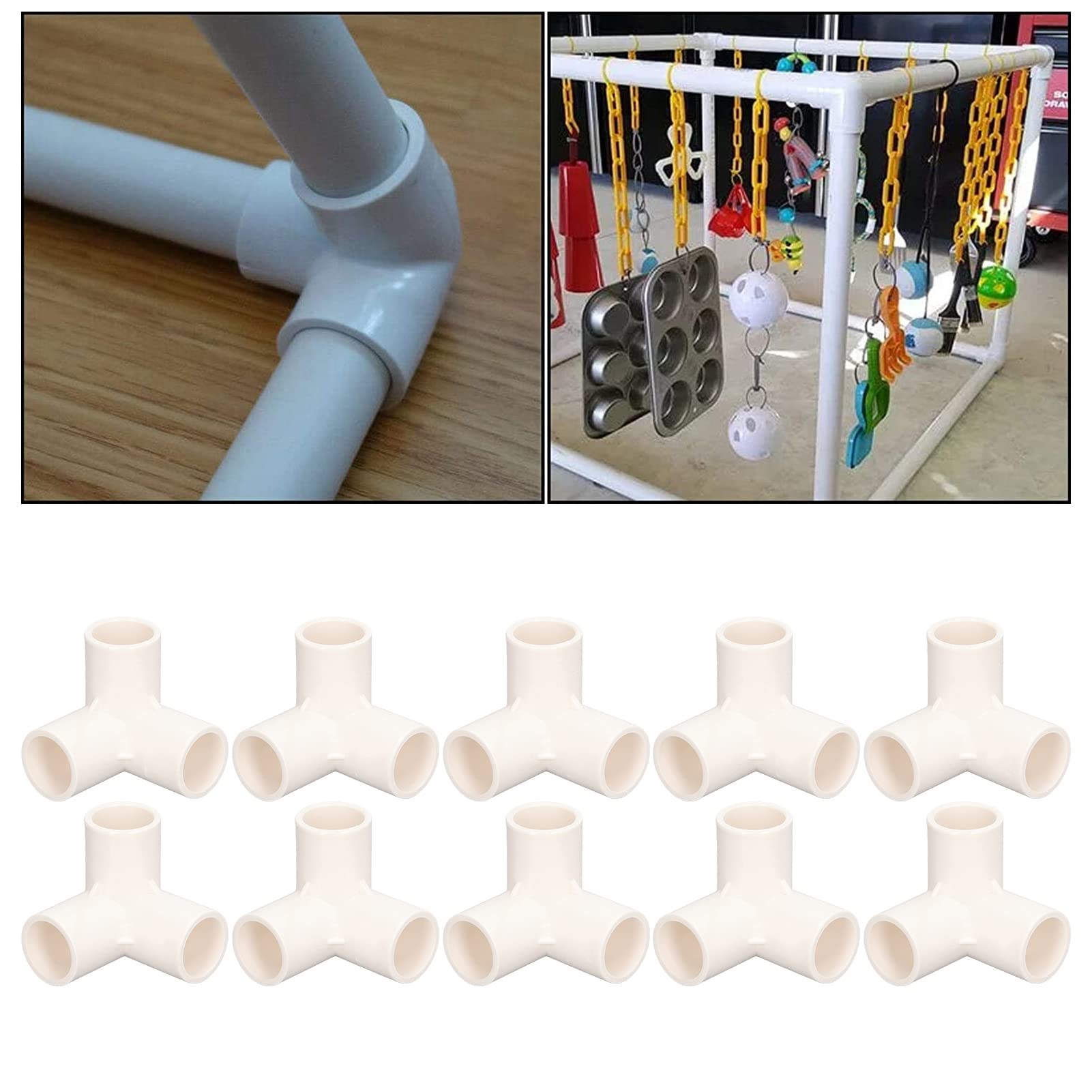 10 Coudes PVC à 90 Degrés, Diamètre Intérieur 16mm - Blanc, Pour Tuyauterie, Neuf