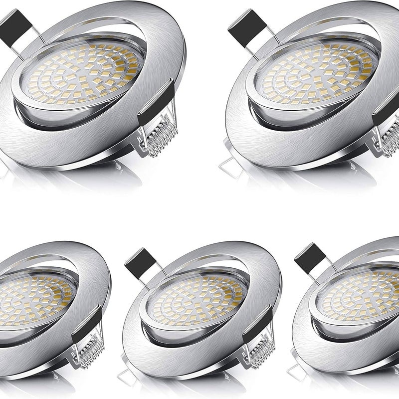 Regulowane, okrągłe reftorki LED 5 W, wpuszczane, ultracienkie, ciepła biel 3000 K, 110-250 V, do łazienki, kuchni, salonu, korytarza (opakowanie