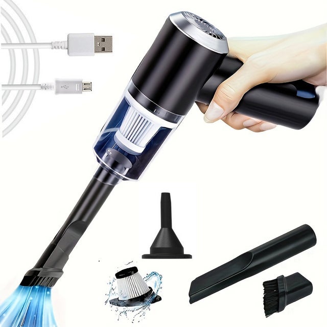 AUTRUCKER Aspirador portátil para automóvel, mini aspirador de mão sem fios, 3500PA, 1200mAh, 16,5*14,5*4CM (Preto)
