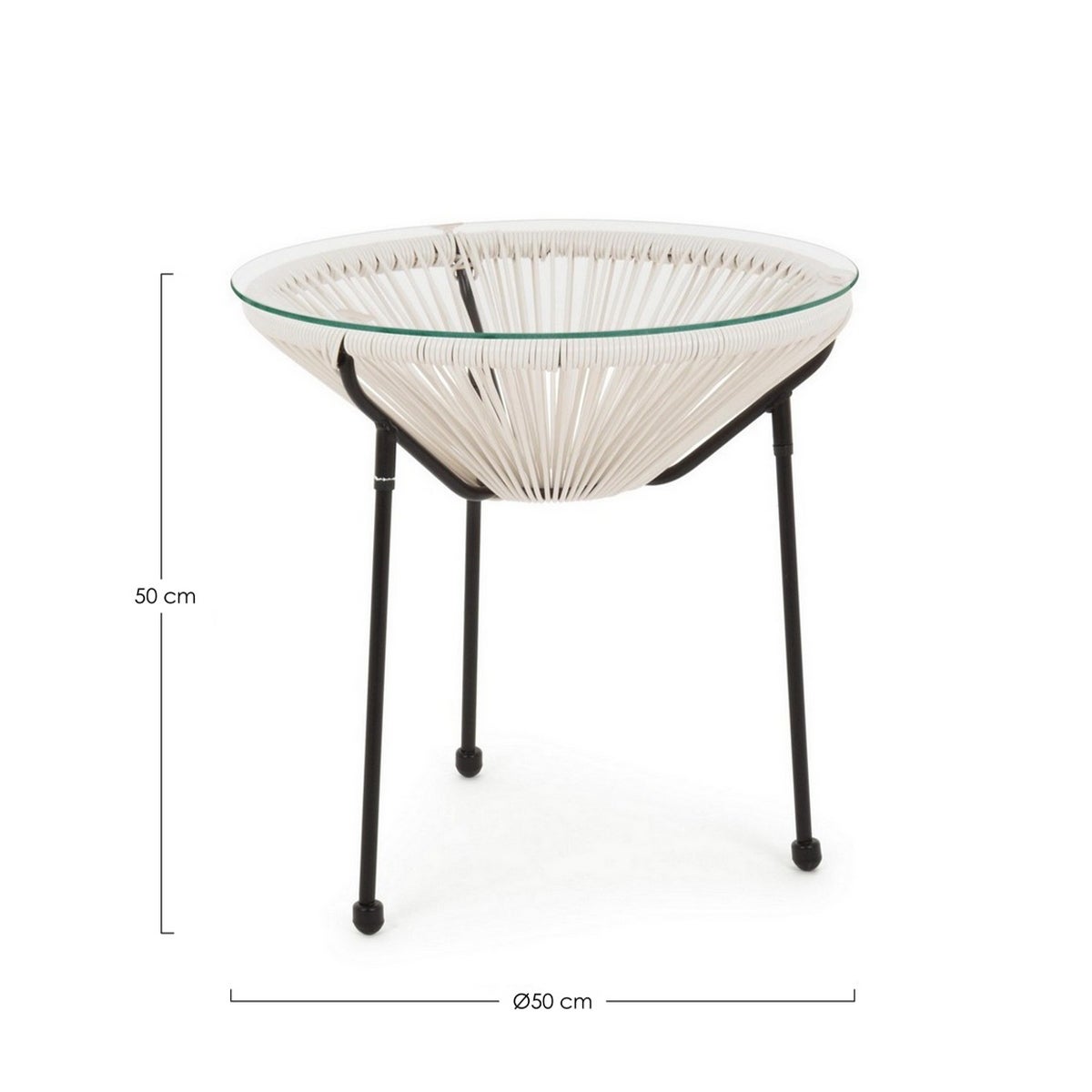 Table ronde d'extérieur Ø50cm en corde tressée Bizzotto Parker - 4