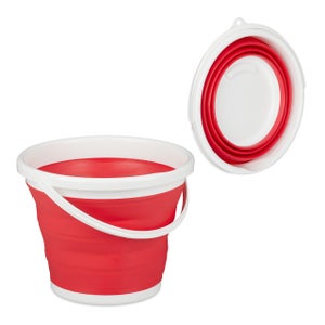 SAMMART, Secchio rettangolare pieghevole da 12 l, bianco/verde lago